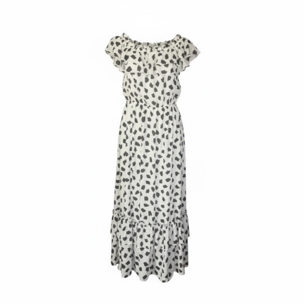 Lane Bryant Beauticurve White/Black Printed Ruffle Maxi Dress Women’s Size 14/16